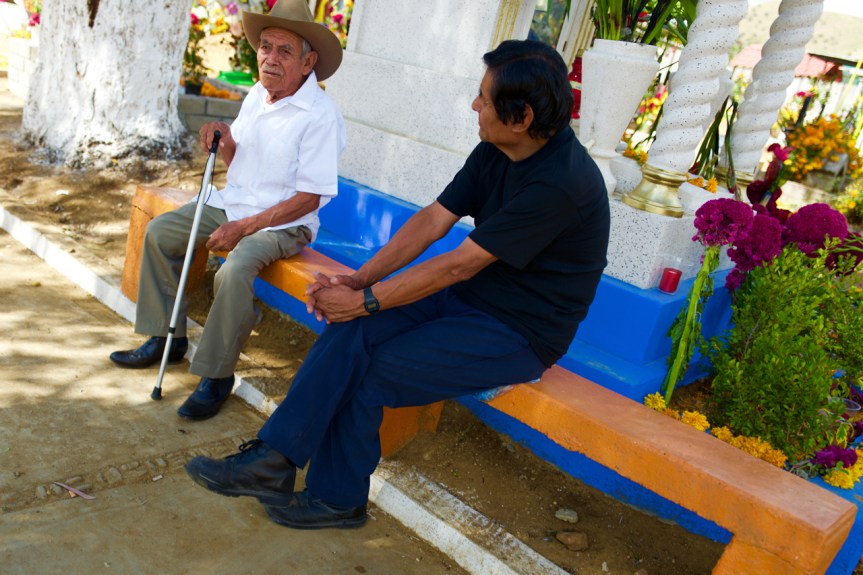 Having a quiet moment in the cemetery...
