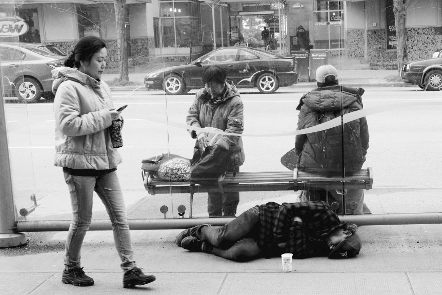 Broadway St, Vancouver, BC. Nobody notices anymore.....