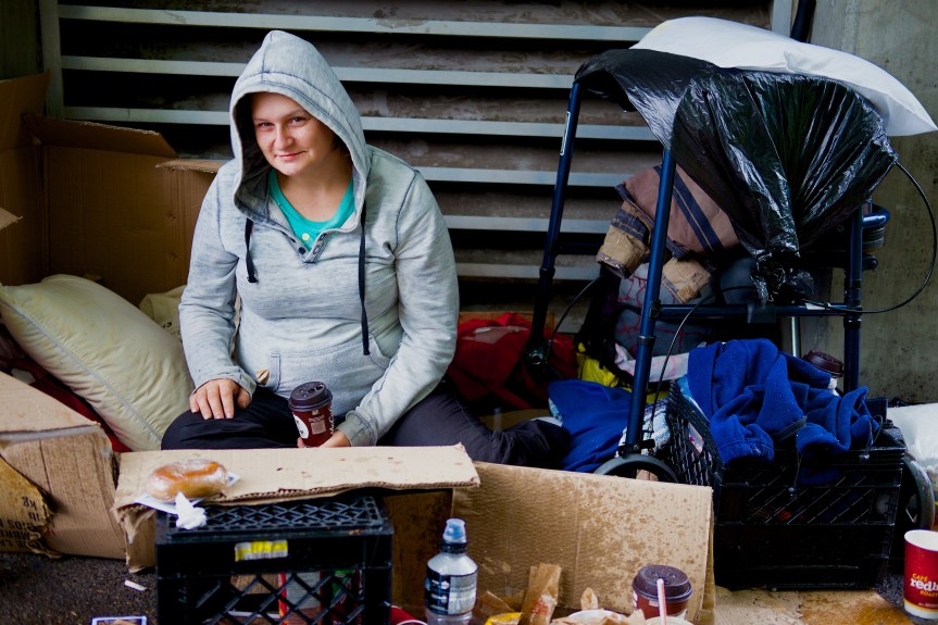 I saw Jacqueline today, it's raining out but she's got a great spot. Gave her $10 bucks...