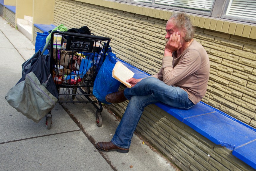 Homeless guy passing the time....